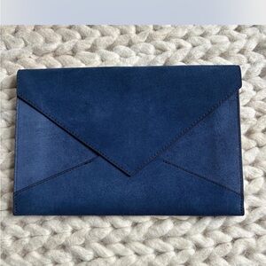 Elegant Navy Blue Suede Clutch